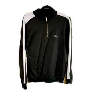 Boohoo MAN Black Pullover Quarterzip Sweater